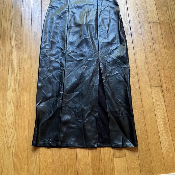House Of Harlow 1960 Size L Vamp Black Faux Leather Sleeveless Slit Midi Dress - Picture 13 of 16